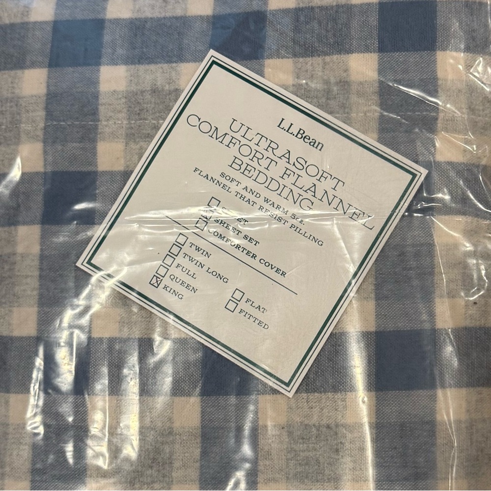 L.L. Bean Blue and White Flannel Bedding